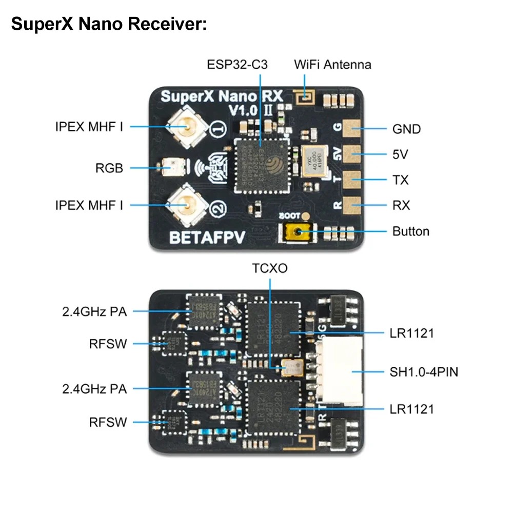 Récepteur BETAFPV SuperX Nano  - Esp32 C3 avis et prix